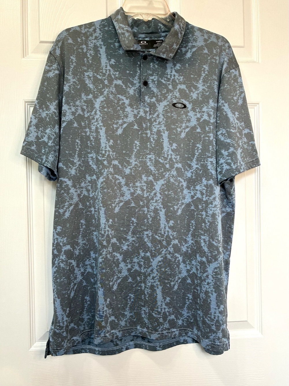 Oakley Hydrolix Polo Shirt Men's XL Blue Gray Camo Club Logo Golf Casual Weekend
